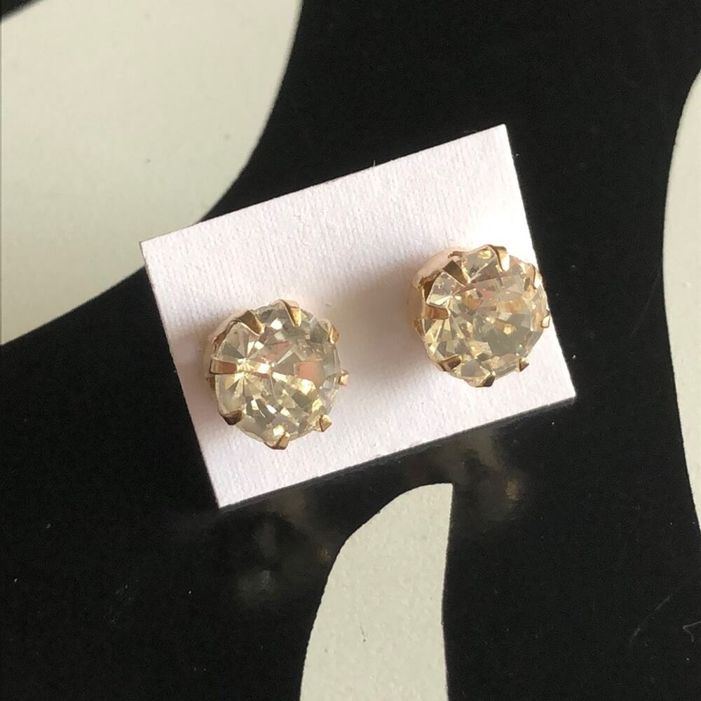 4 for $20 Clear and Gold Rhinestone Stud Earrings